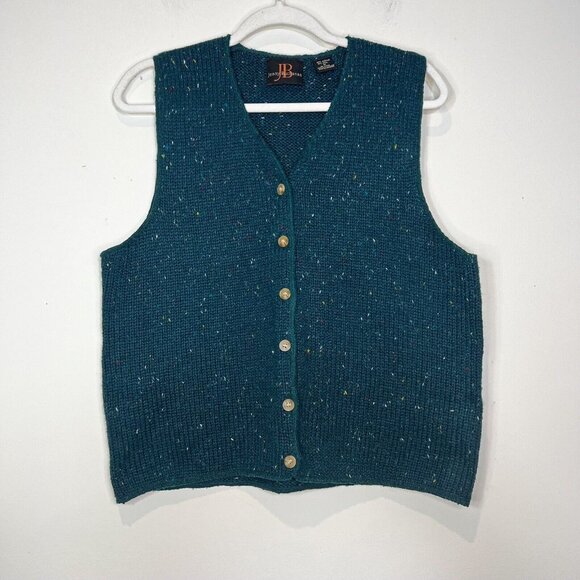 Jenny Buchanan Sweater Vest M Wool Blend Green Button Down Knit Size Medium‎ - Picture 8 of 8